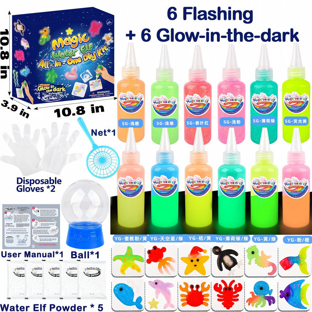 YARUN Magic Water Elf Kit – Water Gel Kit for Kids, 12 Gels & 12 Molds