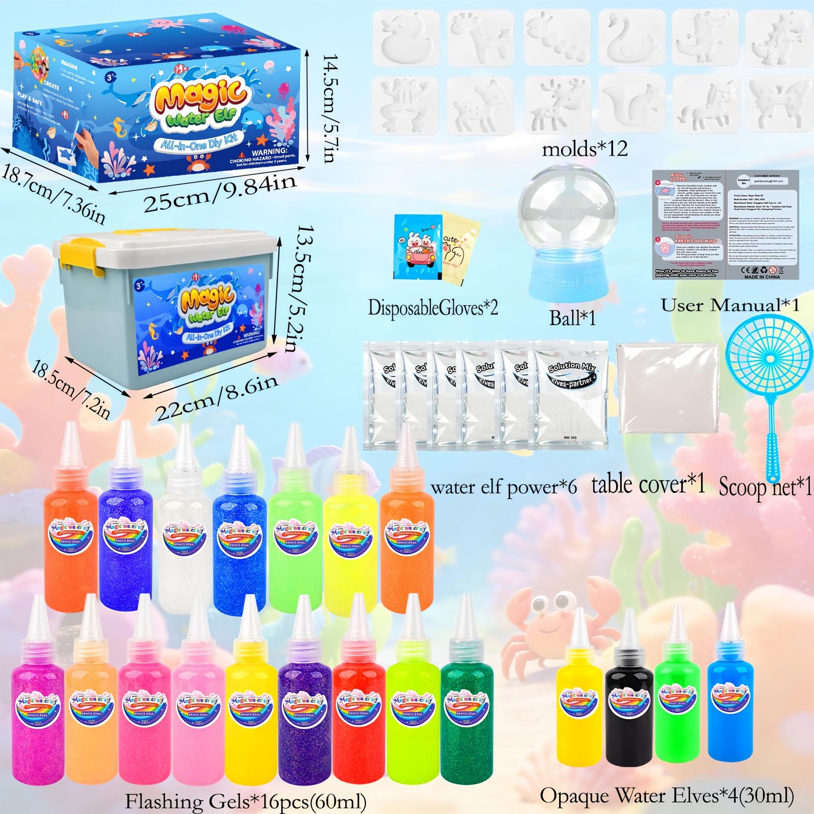 YARUN Magic Water Elf Kit – DIY Squishy for Kids, 20 Gels & 12 Molds