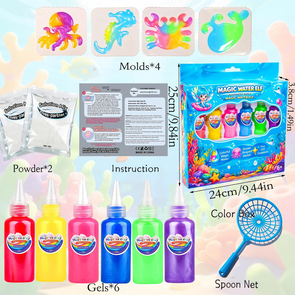 YARUN Magic Water Elf Kit – Sensory DIY Craft Kit, 6 Gels & 2 Molds