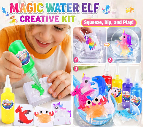 YARUN Magic Water Elf Kit – Craft Kits for Kids, 12 Gels & 8 Molds