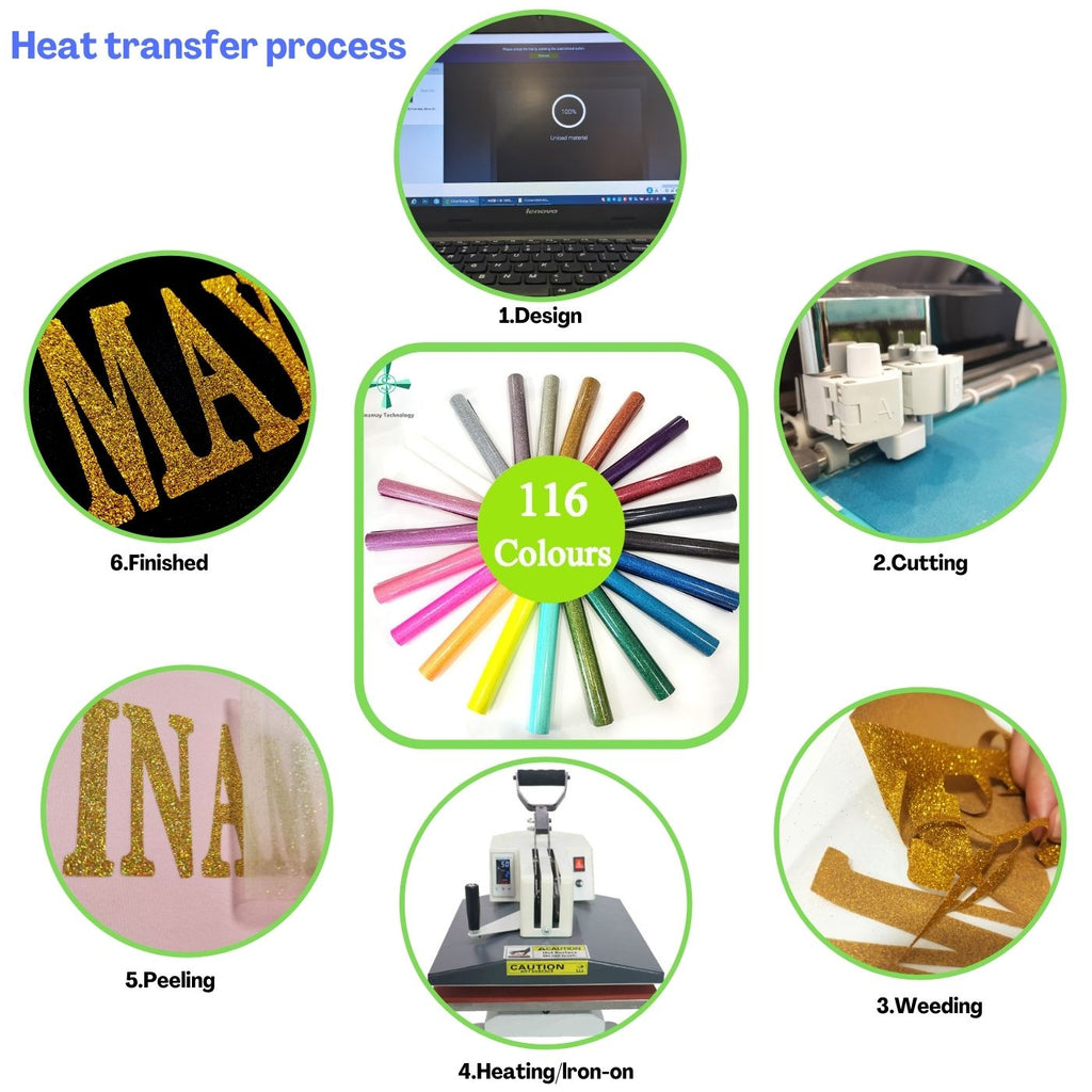 Glitter HTV Heat Transfer Vinyl High Sparkle Effect For Fashion Clothing And Textile Decoration | YA-RUN