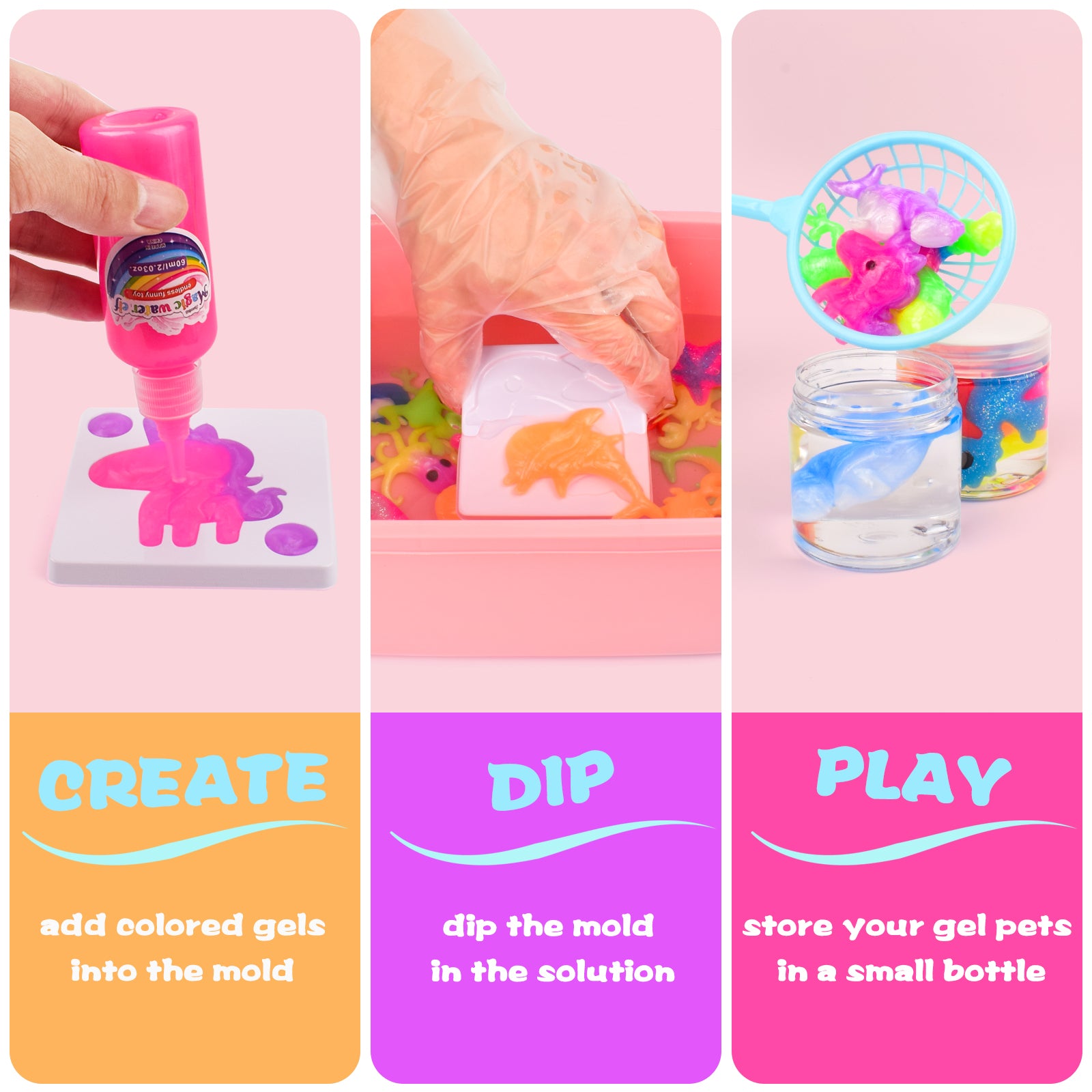 YARUN Magic Water Elf Kit – Squishy for Kids, 20 Gels & 12 Molds